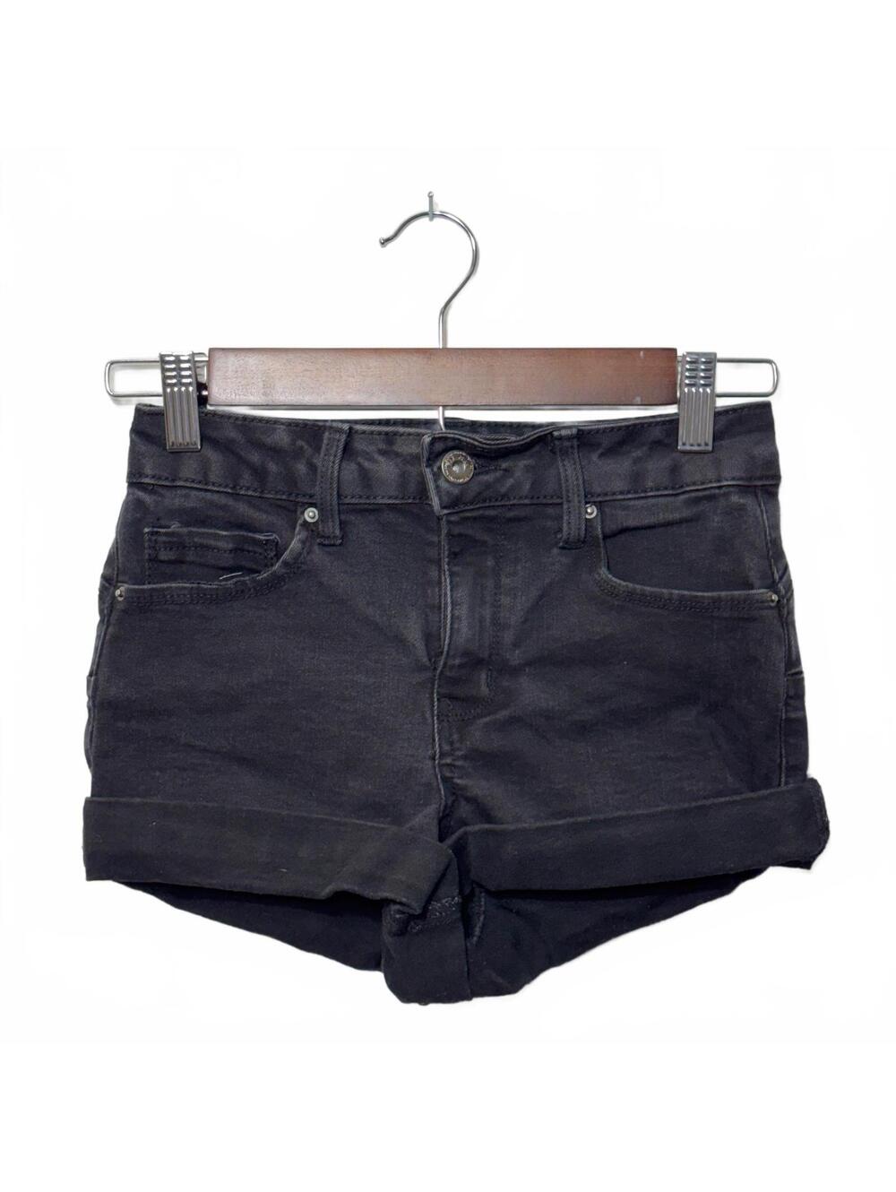 Wax Jean Butt I Love You Shorts Womens Small Black Denim Cuffed High Rise